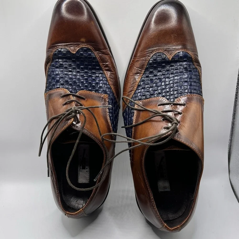 Joseph Abboud Giorgio Brown/Navy Leather Wing Tip Dress Shoe Mens‎ Size US 9.5